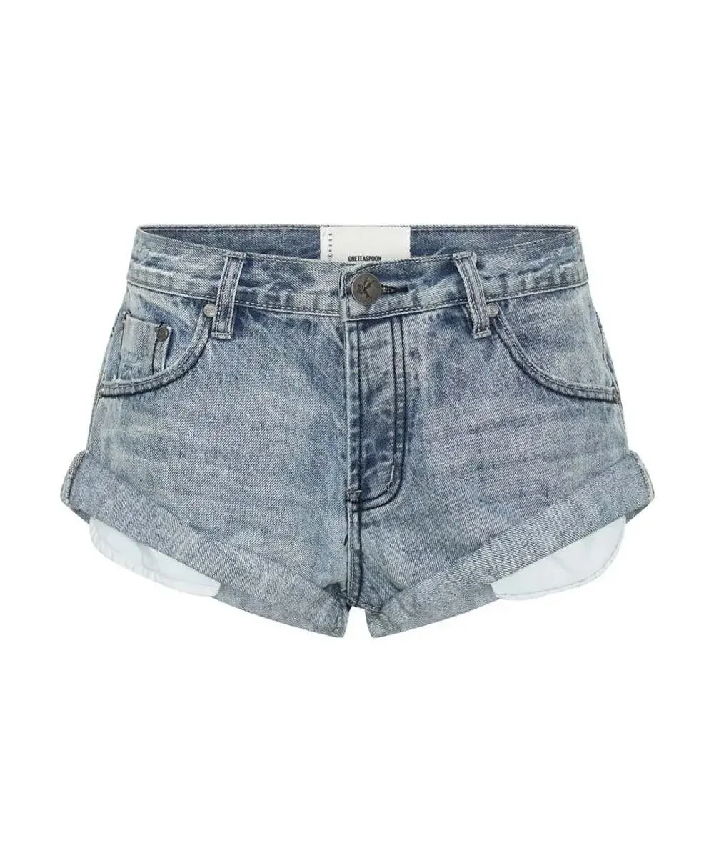 One Teaspoon Bandits Low Waist Denim Shorts in Salty Dog